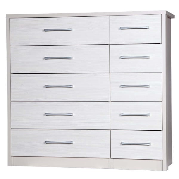 5 Drawer Double Chest Cream With White Avola Focus Furnishing