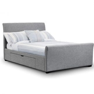 Capri-Fabric-Bed-with-2-Drawers---Grey