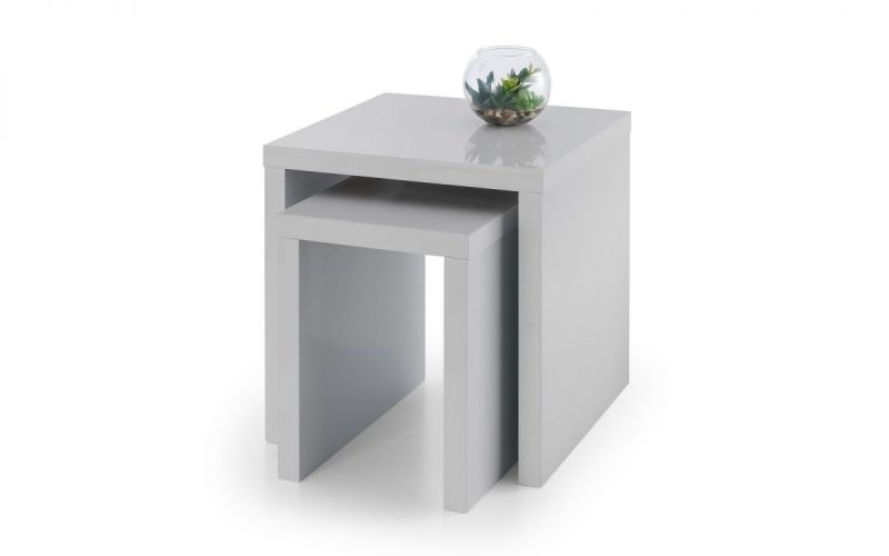 Metro High Gloss Nest Of Tables Grey, Grey High Gloss Side Tables