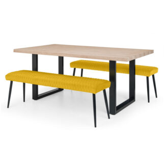 Berwick Dining Table & 2 Luxe Low Mustard Benches
