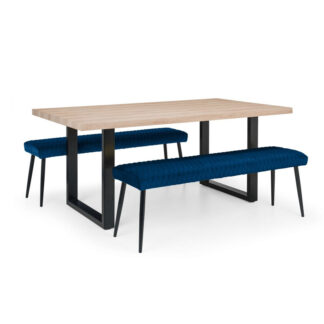 Berwick & Luxe 4 Seater Dining Set (2 Low Blue Benches)