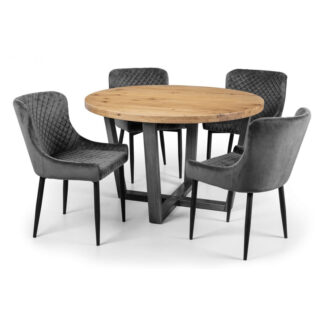 Brooklyn Round & Luxe 4 Seater Grey Dining Set