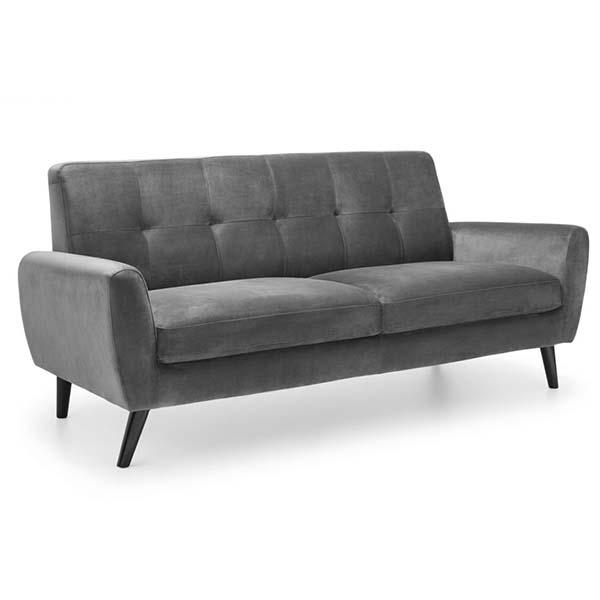 Monza 3 Seater Sofa – Grey Velvet – Focus Furnishing