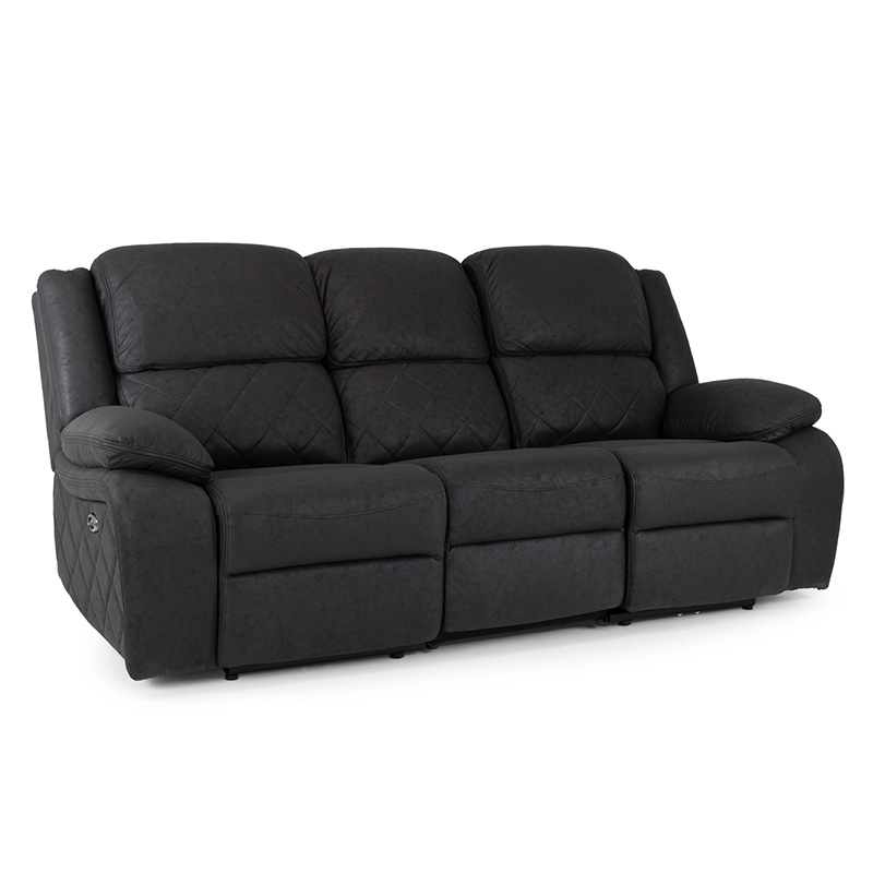 James Electric Recliner 3 Seater Sofa Black Focus Furnishing